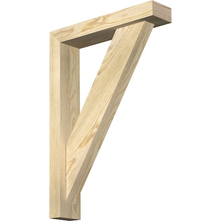 Ekena Millwork Traditional Block Rough Sawn Bracket w/ Offset Brace, Douglas Fir, 4"W x 18"D x 26"H BKT0402X18X26TRA05RDF